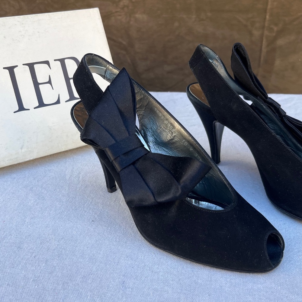 Vintage , 1980's, Roger Vivier Cut Suede and Silk evening pumps